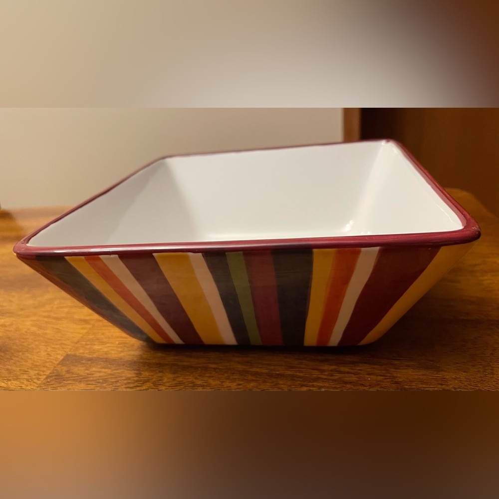 Pampered Chef Simple Additions Square Serving Bowl Stripes 7" Diameter